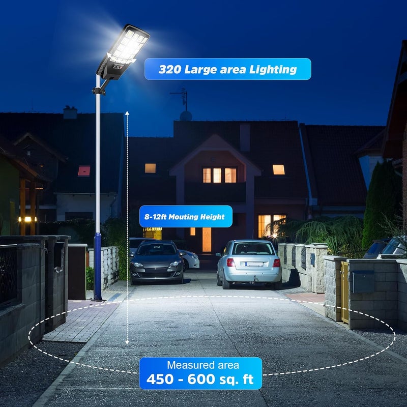 JWT 2 Pack Solar Street Lights Outdoor Waterproof - Solar Powered Flood Light with Motion Sensor & Remote Control 6500K 20000LM,Dusk to Dawn Commercial Solar Lights Outdoor for Parking Lot - Image 2